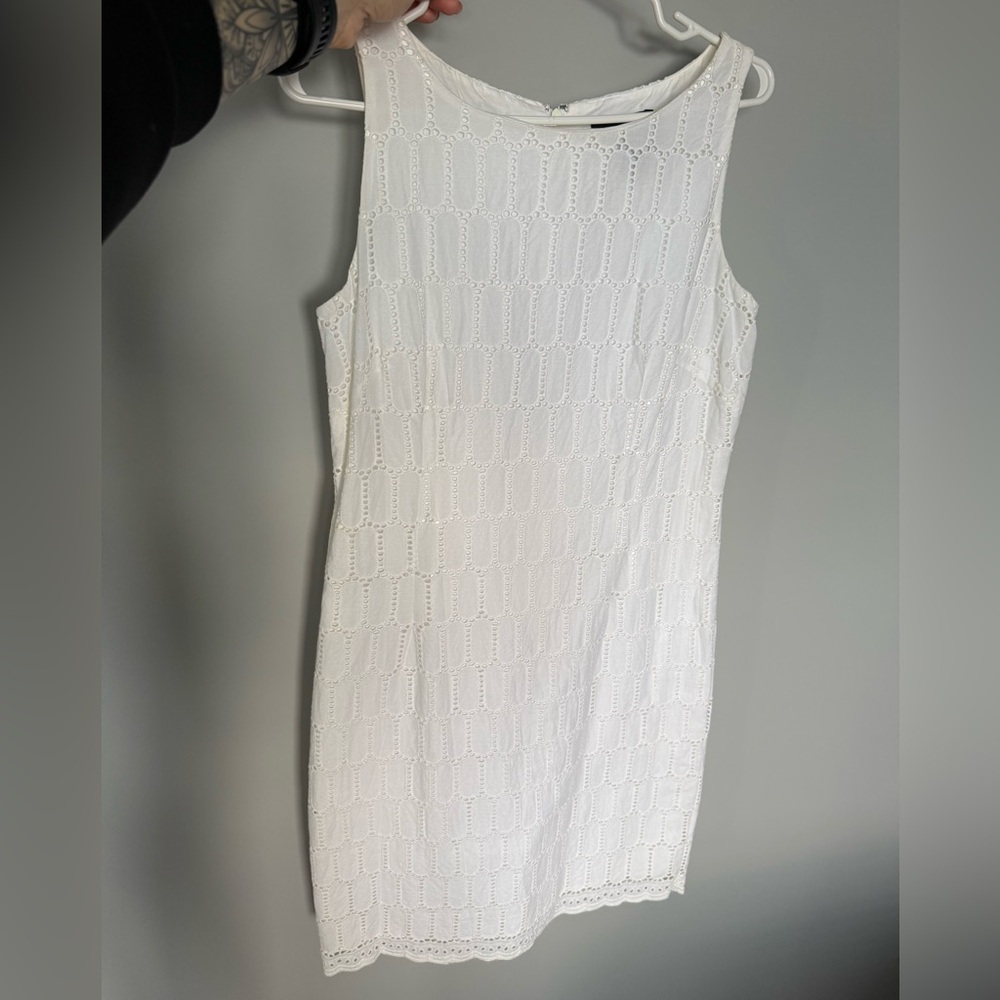 Ann Taylor White Sheath Midi Dress for Wedding Guest